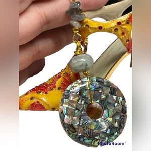 Stunning vintage abalone bead -repurposed-up cycled-KEYCHAIN